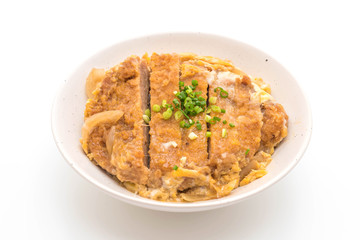 fried pork cutlet rice bowl (Katsudon)