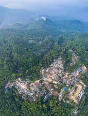 aerial photography Bann Mong Kunchangkien the last Mong hill tribe village on Doi Pui