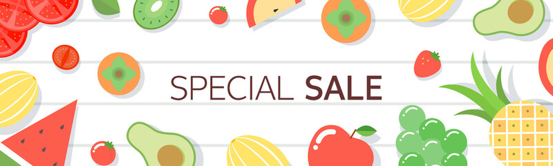 Horizontal shopping banners with fruit