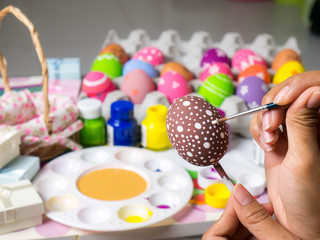 Beautiful art on eggs in easter festival.