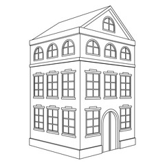 Building. Residential house, 3 floors. Outline drawing