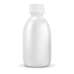 White plastic bottle. For medicine or liquid