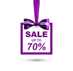 Sale banner with violet bow. Vector sale illustration