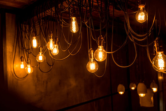 Garland of vintage electric lamps
