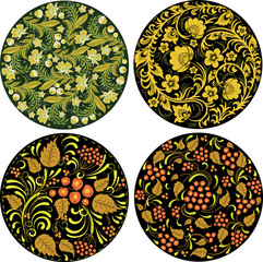 Khokhloma. Russian national ornament. a set of vectors