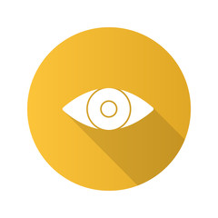 Human eye flat design long shadow glyph icon