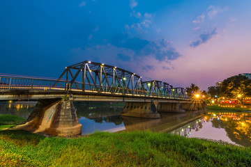 Fototapeta na wymiar The historical Iron Bridge of Chiang Mai, Thailand