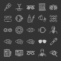 Ophtalmology chalk icons set