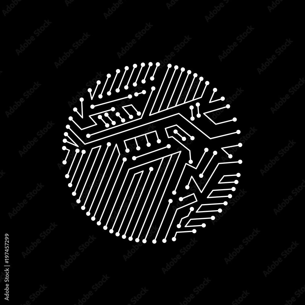 Poster technology communication cybernetic element. vector abstract.