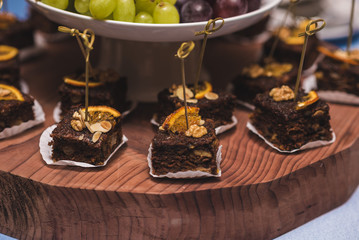Cupcakes and fruits on the table