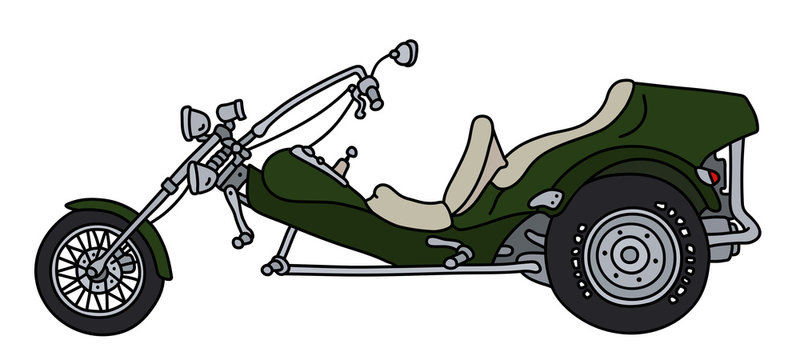The green heavy motor tricycle