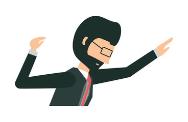 avatar businessman with arms up icon over white background, colorful design.  vector illustration