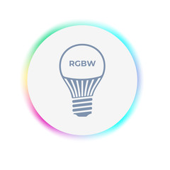 RGBW LED Lamp. Light bulb vector icon on white.