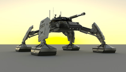 Fantasy Futuristic walking Tank. Original idea and modeling author. 3d Render