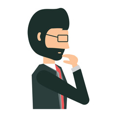 avatar businessman thinking over white background, colorful design. vector illustration
