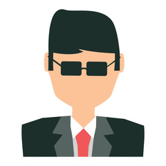 avatar businessman with sunglasses over white background, colorful design.  vector illustration