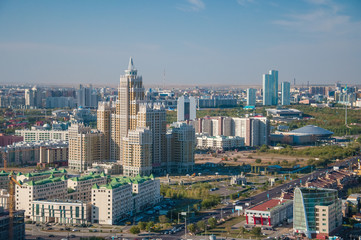 Fototapeta premium Kazakhstan, Astana, drone aerial panoramic view 31, August 2012