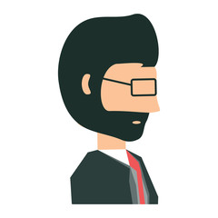avatar businessman with glasses over white background, colorful design. vector illustration