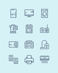 Outline Household electronic appliances, technics, gadget device icons for web and mobile design pack 1