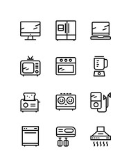 Household electronic appliances, technics, gadget device icons for web and mobile design pack 2