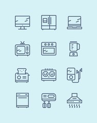 Outline Household electronic appliances, technics, gadget device icons for web and mobile design pack 2