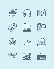Outline Household electronic appliances, technics, gadget device icons for web and mobile design pack 3