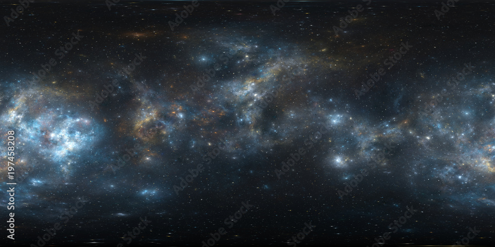 Wall mural 360 equirectangular projection. space background with nebula and stars. panorama, environment map. h