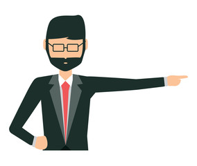 avatar businessman pointing over white background, colorful design.  vector illustration