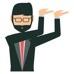 avatar businessman with arms up icon over white background, colorful design.  vector illustration
