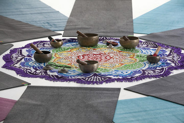 Singing bowls and om tingsha cymbals