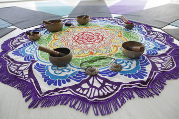 Singing bowls and om tingsha cymbals