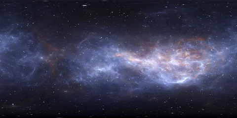 360-Grad-Weltraumnebel-Panorama, gleichwinklige Projektion, Umgebungskarte. Sphärisches HDRI-Panorama. Weltraumhintergrund mit Nebel und Sternen. © Peter Jurik