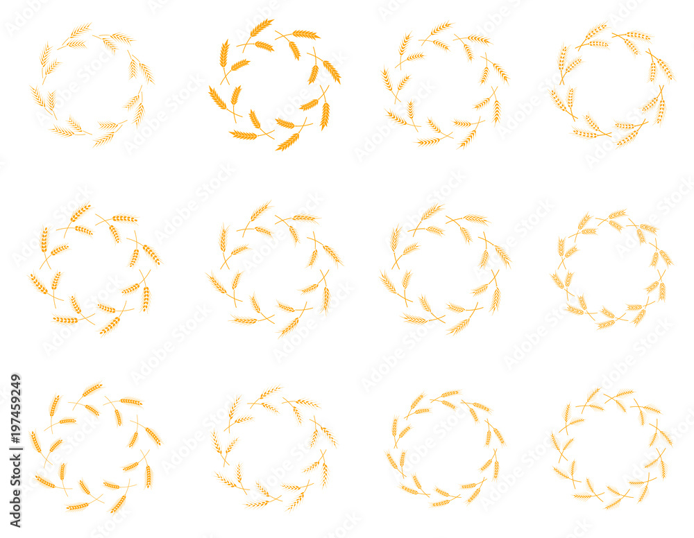 Wall mural vector laurel wreath flora theme on a white background set. - Wall murals