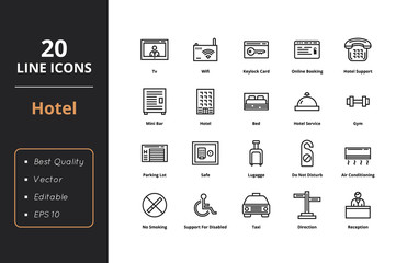 20 Hotel Line Icons