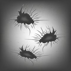vector t-shirt design concept. three holes on the wall illuminated on a black grunge background