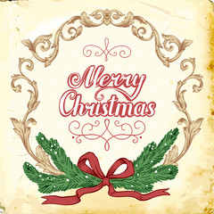Merry Christmas. Vector baroque of vintage elements for design.  