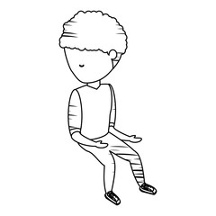 sketch of avatar man sitting icon over white background vector illustration