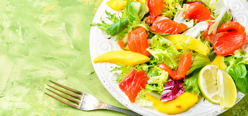 Fish salad with salmon and vegetables