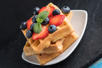 Waffles with berries.