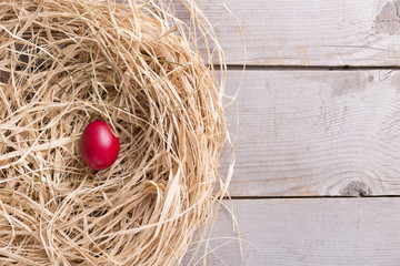 Colorful eastern eggs. Copy space. Selective focus