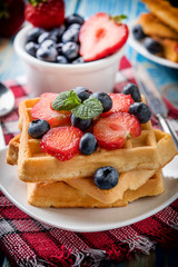 Waffles with berries.