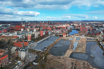 Naklejka premium Aerial view of the old town in Gdansk, Poland