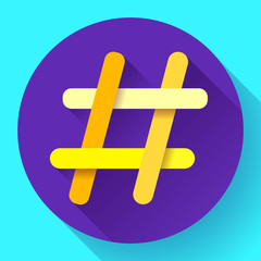 Hashtags Icon Flat tweet vector social media community sign symbol - hash tag