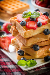 Waffles with berries.