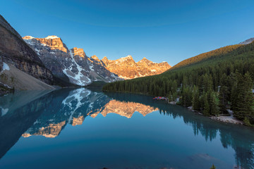 Fototapeta na wymiar Moraine lake in Rocky Mountains, Banff National Park