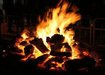 Big bonfire in a traditional folk festival