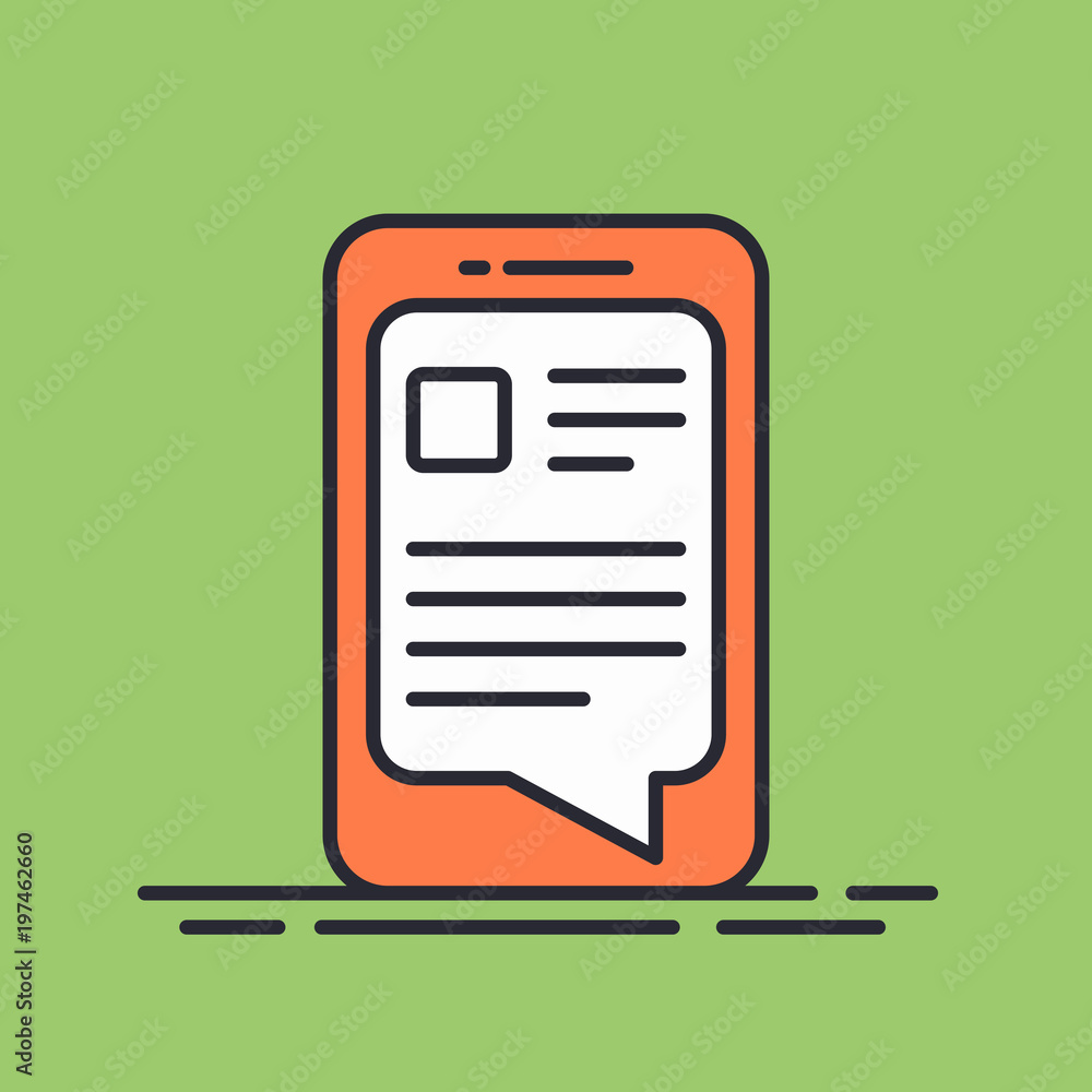 Poster speech bubble in the form of a mobile phone. smartphone screen for information placement.