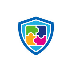 Puzzle Shield Logo Icon Design