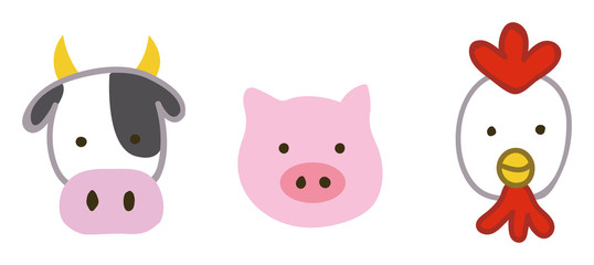 牛・豚・鶏のイラスト素材