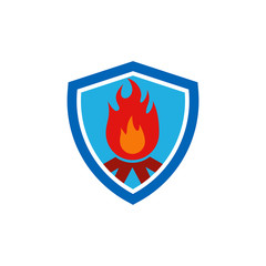 Camping Shield Logo Icon Design